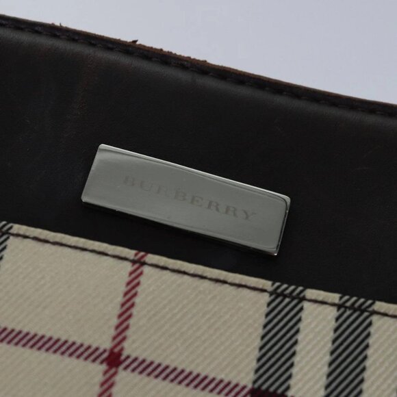 BURBERRY Nova Check Hand Bag Nylon Beige Silver Auth - Picture 8 of 16